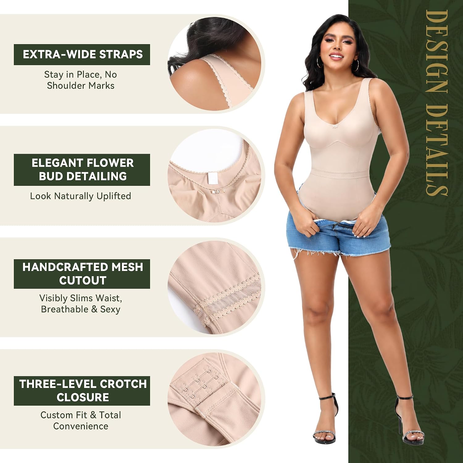 SHAPSHE Women's Shapewear Bodysuit Seamless No-Underwire Ultra Invisible Under Dress Body Shaper for Daily Wear
