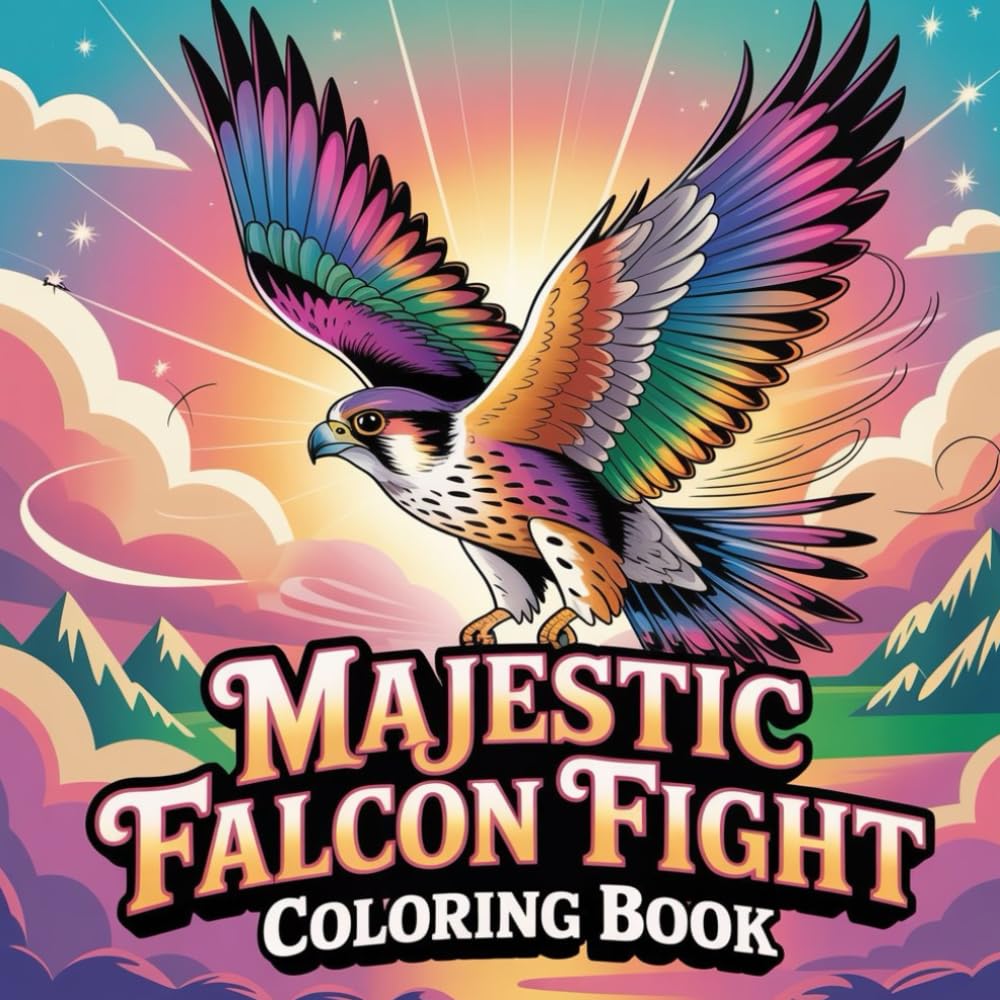 Majestic Falcon Flight Coloring book: cute coloring book for kids, coloring book for adults, kawaii coloring book, Coloring Book for Adults and Kids, ... raptor bird coloring, wildlife bird coloring,