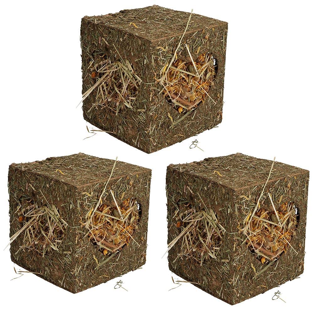 Lot de 4 cubes de foin pour petits animaux, cochons d'Inde, lapins et foin