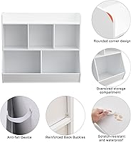 Vista 4 de Organizador de almacenamiento de juguetes con estantería, estante de juguetes para niños de 5 compartimientos, armario de almacenamiento de juguetes