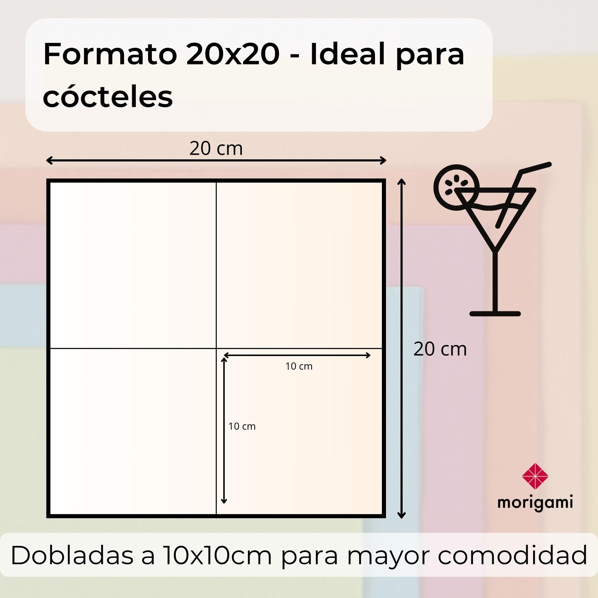 Servilleta de Papel Tamaño Cocktail, Pliegue 1/4, Punta Punta, 150 servilletas, Negro
