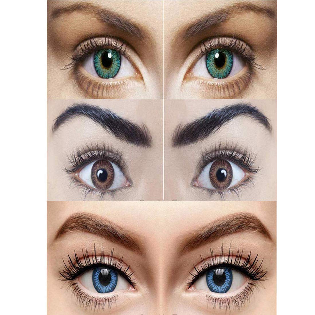 Royal Galaxy Combo Pack of 3 Pairs of Monthly Color Contact Lenses Zero Power (Turquoise, Blue & Brown) with Free Lens Solution & Lens Container Kit