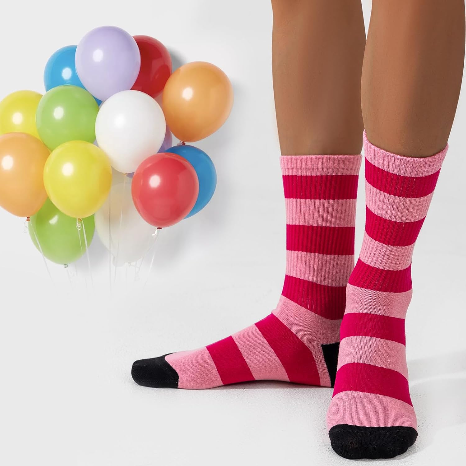Fun Novelty Socks For Women Striped Retro Sporty Calf Socks Casual Cotton Tube Crew Socks - Image 4