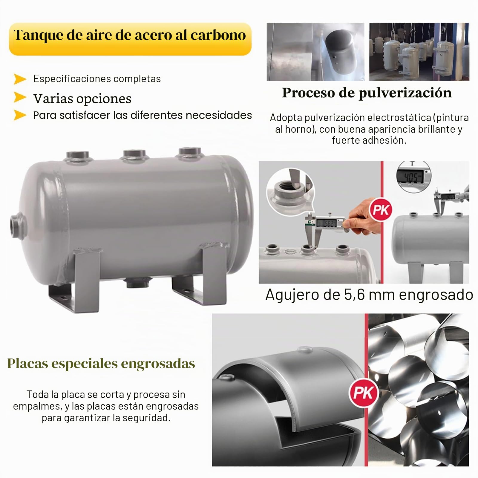 Air Tank Tanque De Aire Portátil De Alta Presión, Kit De Tanques De Compresor De Aire De Repuesto De 100, 80, 50, 30, 20, 10, 5, 4, 3, 2 Y 1 L Para Almacenar Gas, Portador De Tanque(5L(1.32Gal) - C)