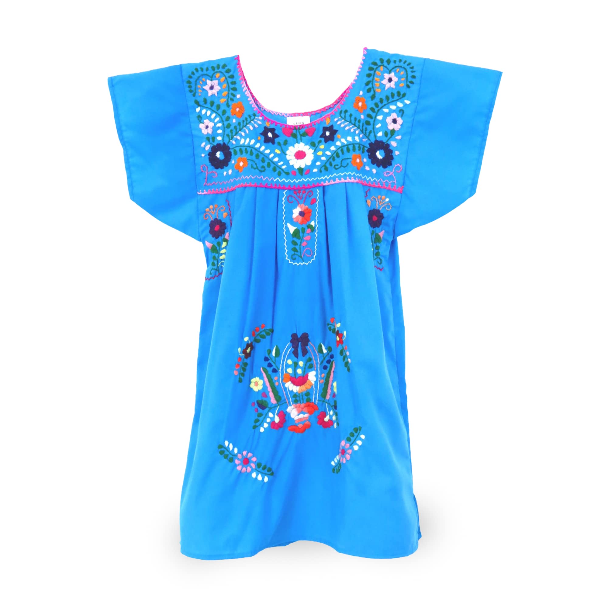 sachin and babi light blue dress Mexican Fashion Embroidered Dress - Nayibi Mexico Puebla Black Dress main image 1