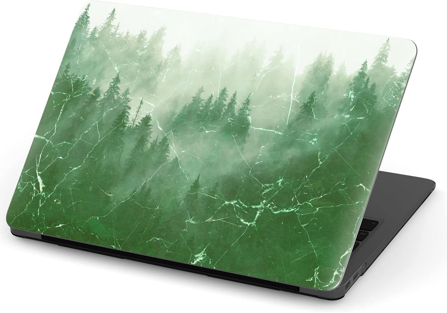 Mertak Hard Case Compatible with MacBook Pro 16 14 Air 15 13 inch M3 M2 M1 Mac 2024 2023 2022 2018 Cracked Laptop Abstract Plastic Trees Protective Cover Forest Print Marble Green Natural Clear