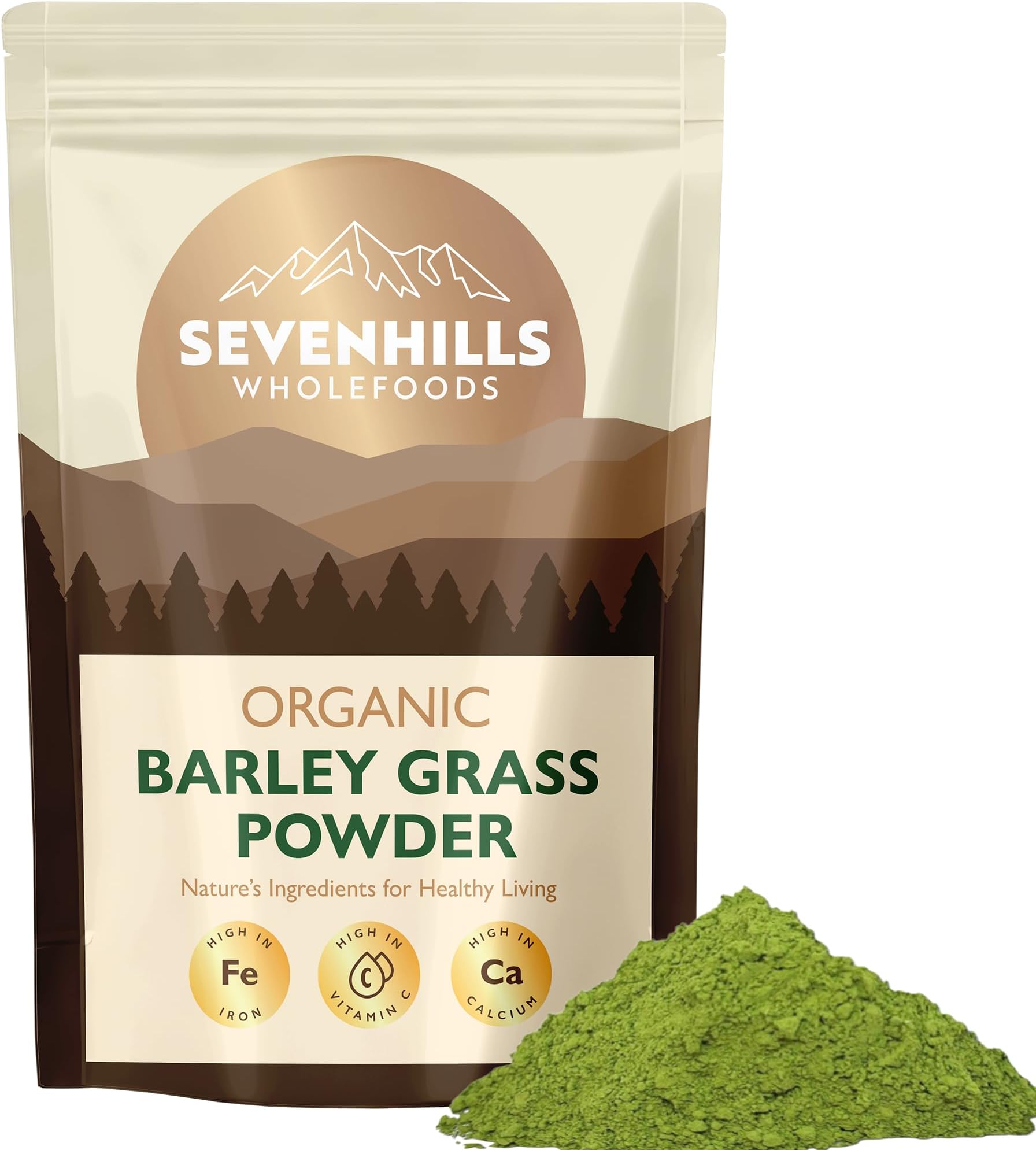 Sevenhills Wholefoods Organic European Barley Grass Powder 500g, European (EU) | Cultivated in Europe | High in Vitamin C and Iron