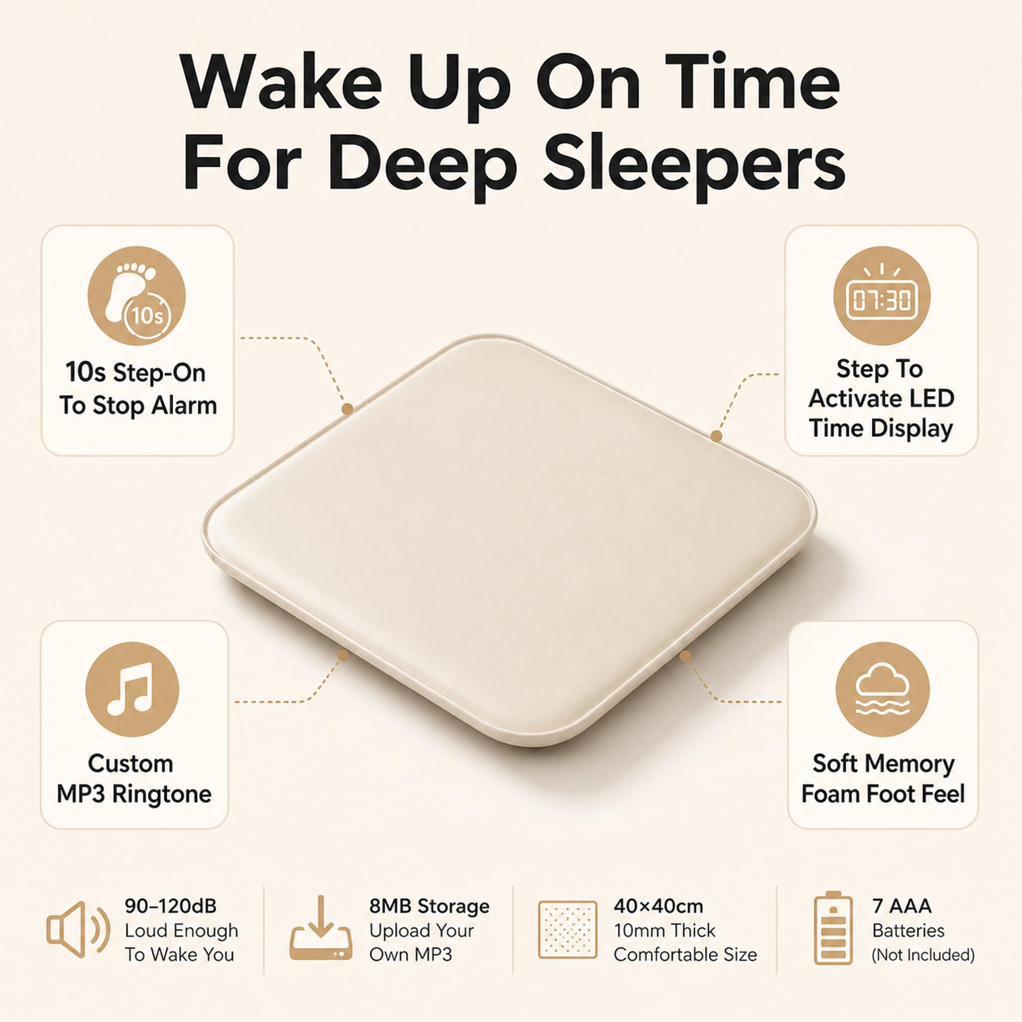 Smart LED - Reloj despertador de suelo con memoria táctil sensible a la