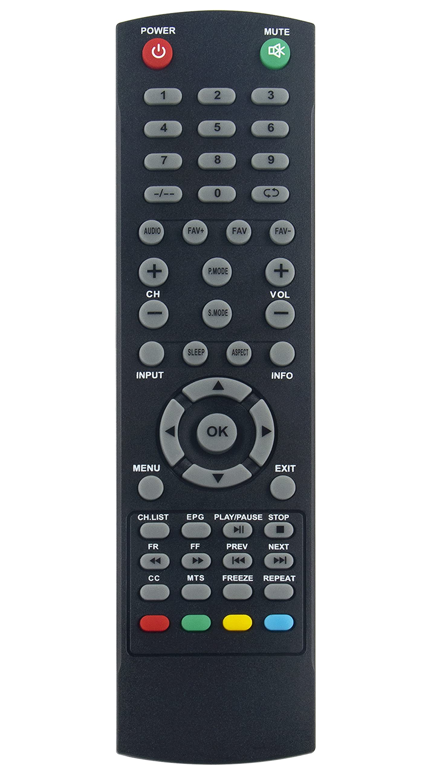 Télécommande rechange TV RCA pour remplacer le boîtier perdu RTU6549-C RTU4300