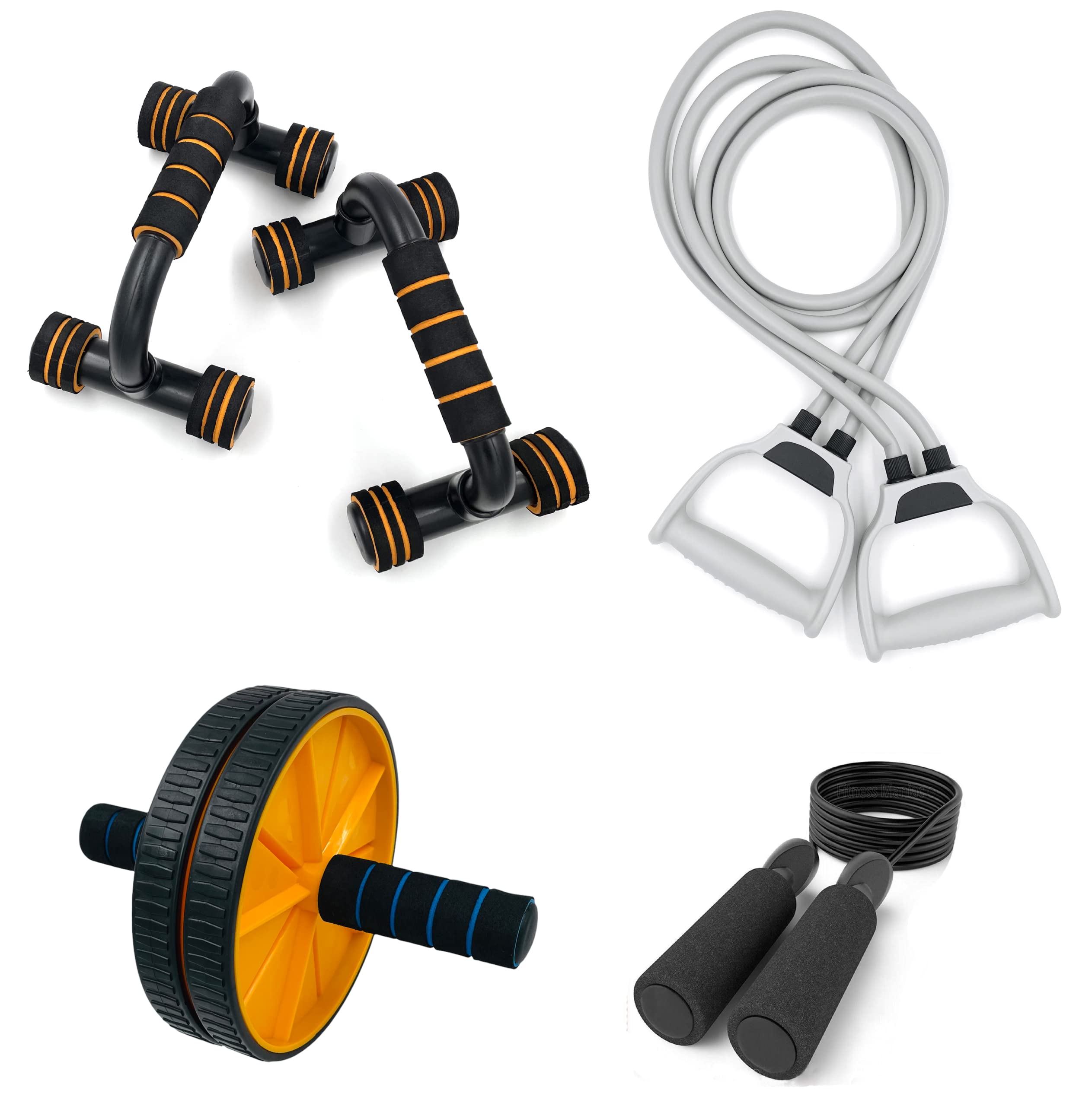 Livox Plastic Double Toning Resistance Tube Band And Ab Wheel Roller With Push Up Bar, Skipping Rope Combo For Men And Women Gym Equipment Set For Home Workout (B0987PY9WR) Amazon Price History, Amazon Price Tracker