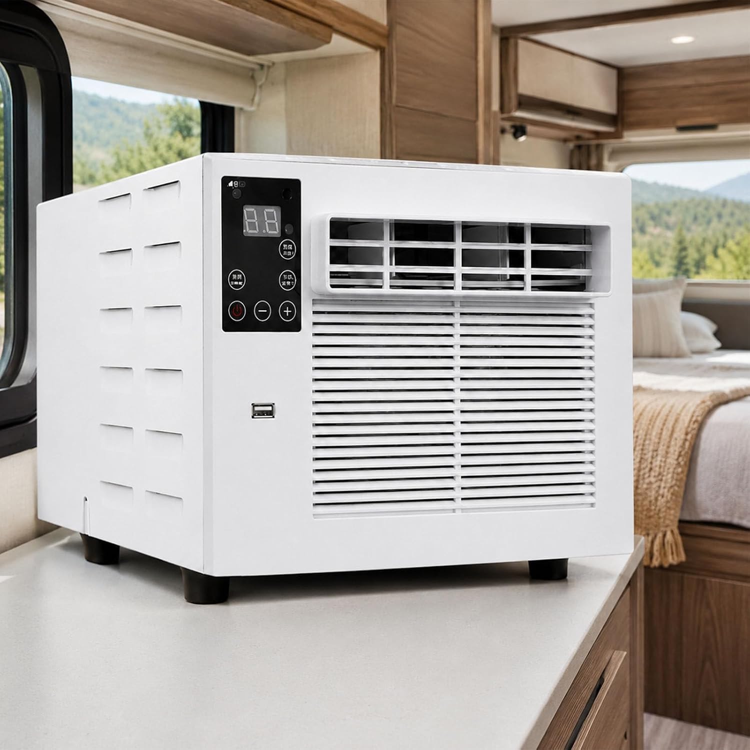 Climatiseur Portable pour Le Camping - Refroidissement 1876 BTU, déshumidification, Affichage LED, minuterie, télécommande, Refroidisseur Professionnel pour Camping-Cars et fourgons aménagés