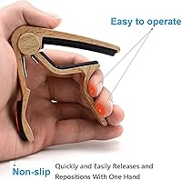 Vista 3 de WINGO Cejilla de guitarra para guitarra acústica y eléctrica con 5 púas, Burlywood