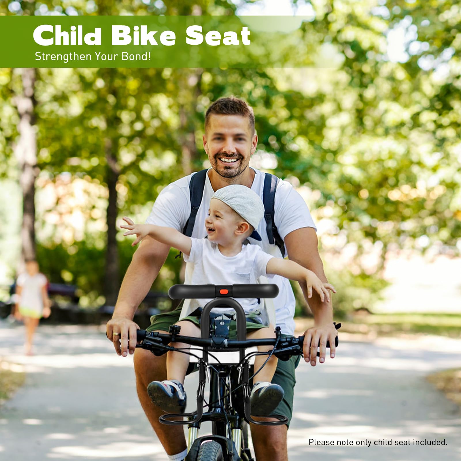 Siège enfant, siège de vélo, siège bébé avant avec arceau de sécurité et pédale, siège de vélo pour enfants jusqu'à 40 kg, de 6 mois à 3 ans