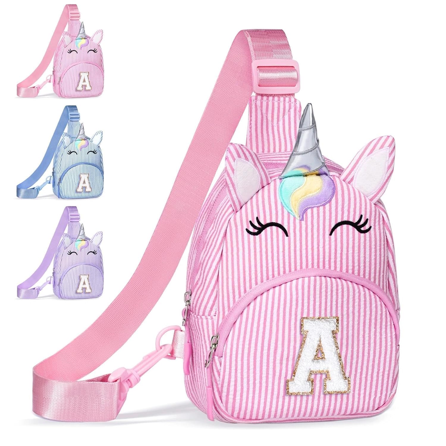 COSHAYSOO Pink Girls Purse Unicorn Waist Pack Crossbody Sling Bag Cute Personalized Easter Basket Stuffers Birthday Gifts for