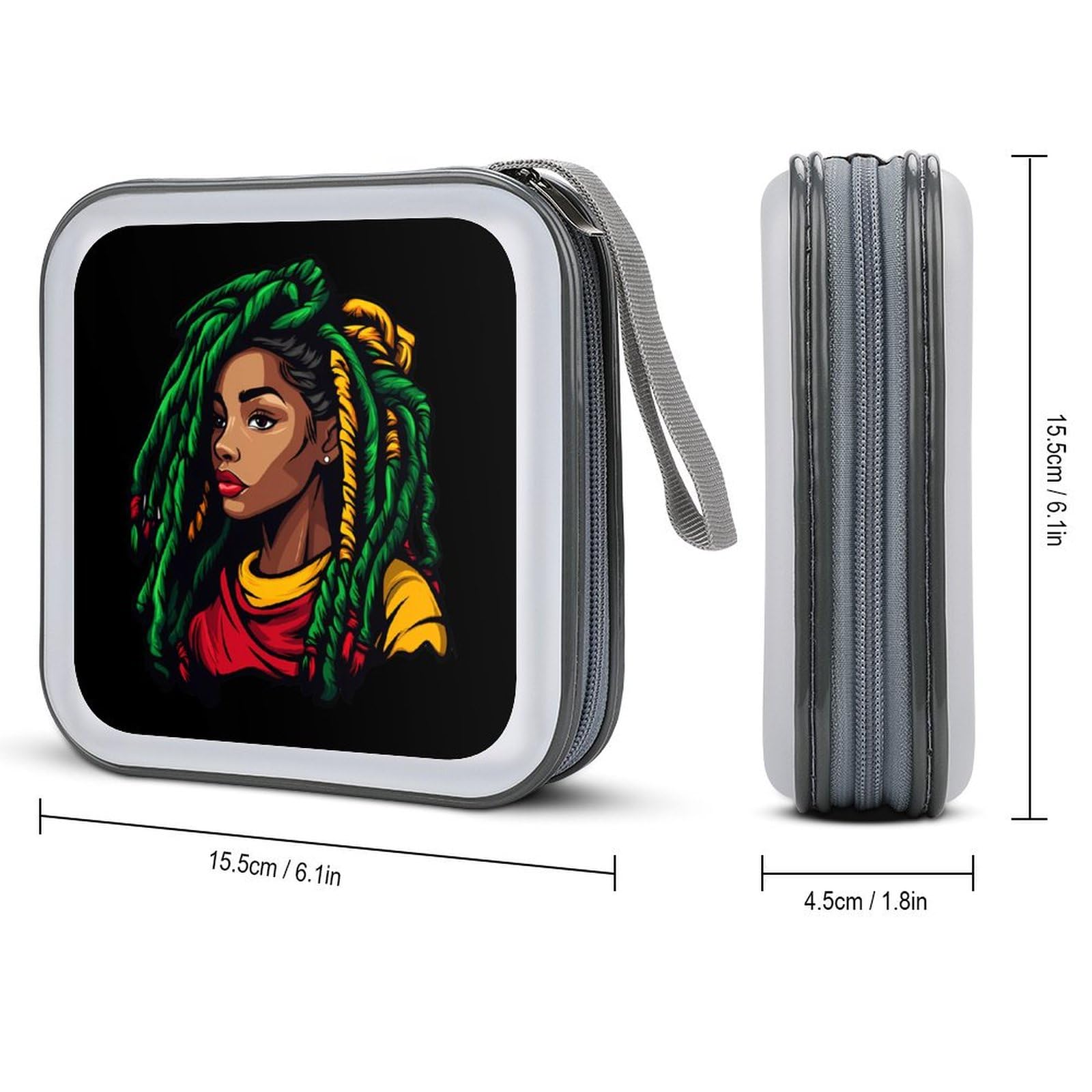 Rasta Colours Dreadlocks Woman CD Case Portable DVD Holder Storage Organizer for Home Travel