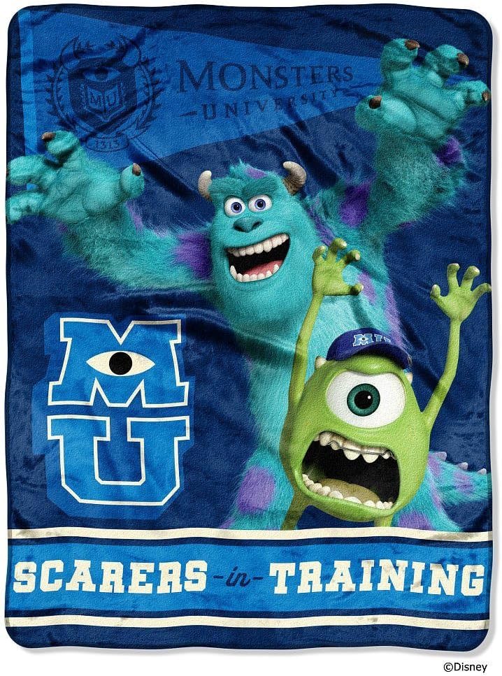 Disney Monsters Inc University Scarers in Training Micro Raschel Throw Blanket 46"x60" (116cm x 152cm)