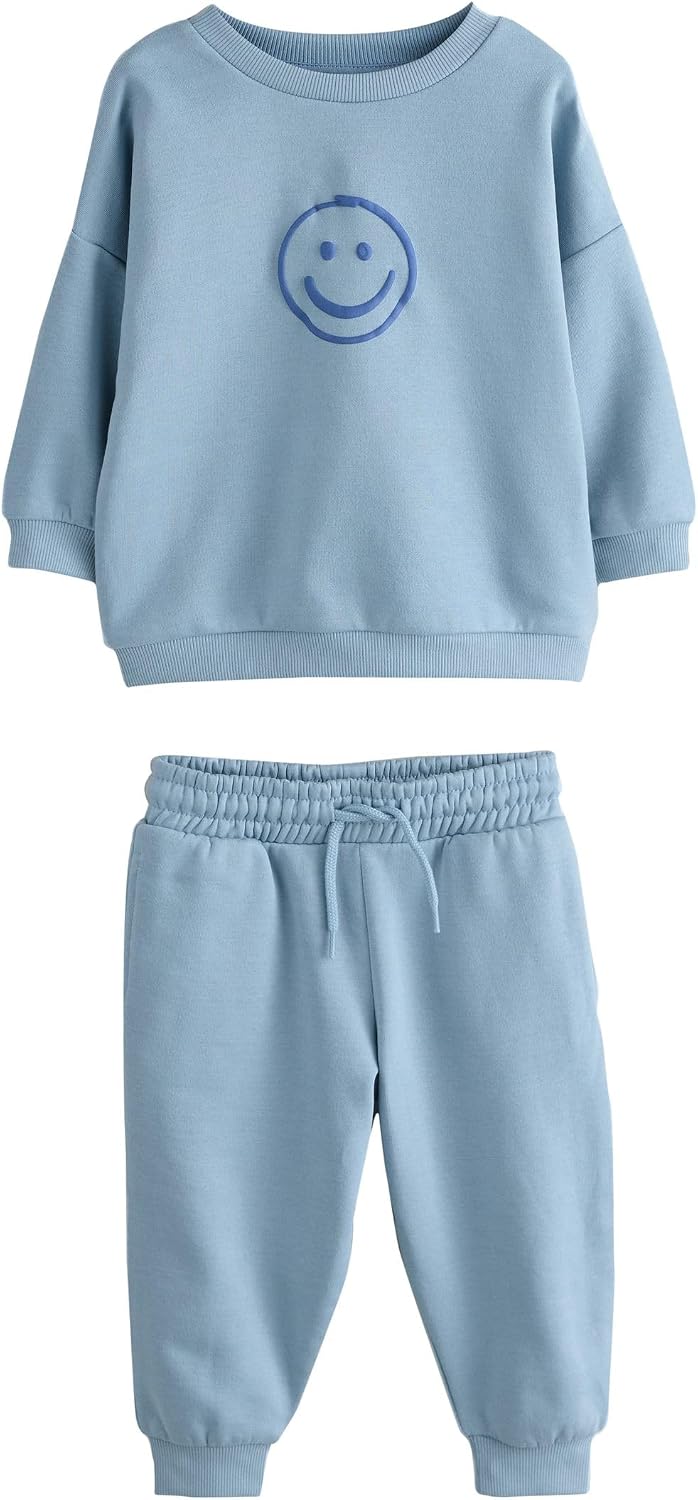 NEXT Boys Printed Crew Neck Sweat Top & Sweatpants Set