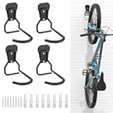 Housolution Bike Wall Mount with Fixed Hook&comma; &lbrack;4 Pack&rsqb; Heavy Duty Bike Storage Rack&comma; Bike Rack Vertical Stand for Garage - Easily Hang&sol;Detach - with Screws Iron Bike Hanger Brackets