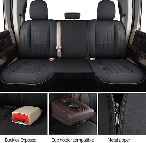 Miniatura 6 de Truckiipa - Juego de fundas para asiento de automóvil, fundas de cuero y de cobertura completa para asientos de camioneta de cabina extendida y mega