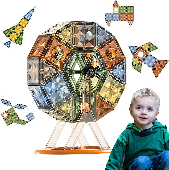 Magnetic Tiles 60 Pcs Set for Kids 3D Magnet Building Blocks Educational STEM Toys for Kids Preschoo&hellip;