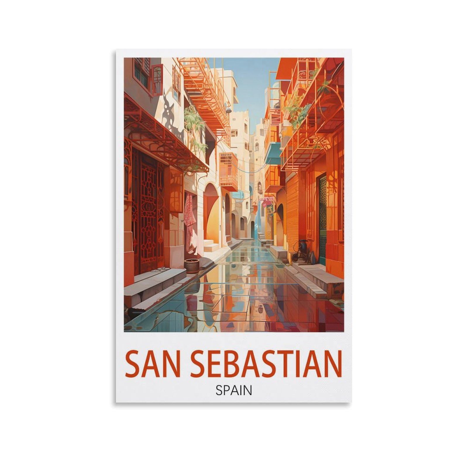 PuPLuM San Sebastian Spain Vintage Travel Posters Street 08x12inch(20x30cm) Canvas Wall Art Posters for Living Room Decor Paintings for Home Decor