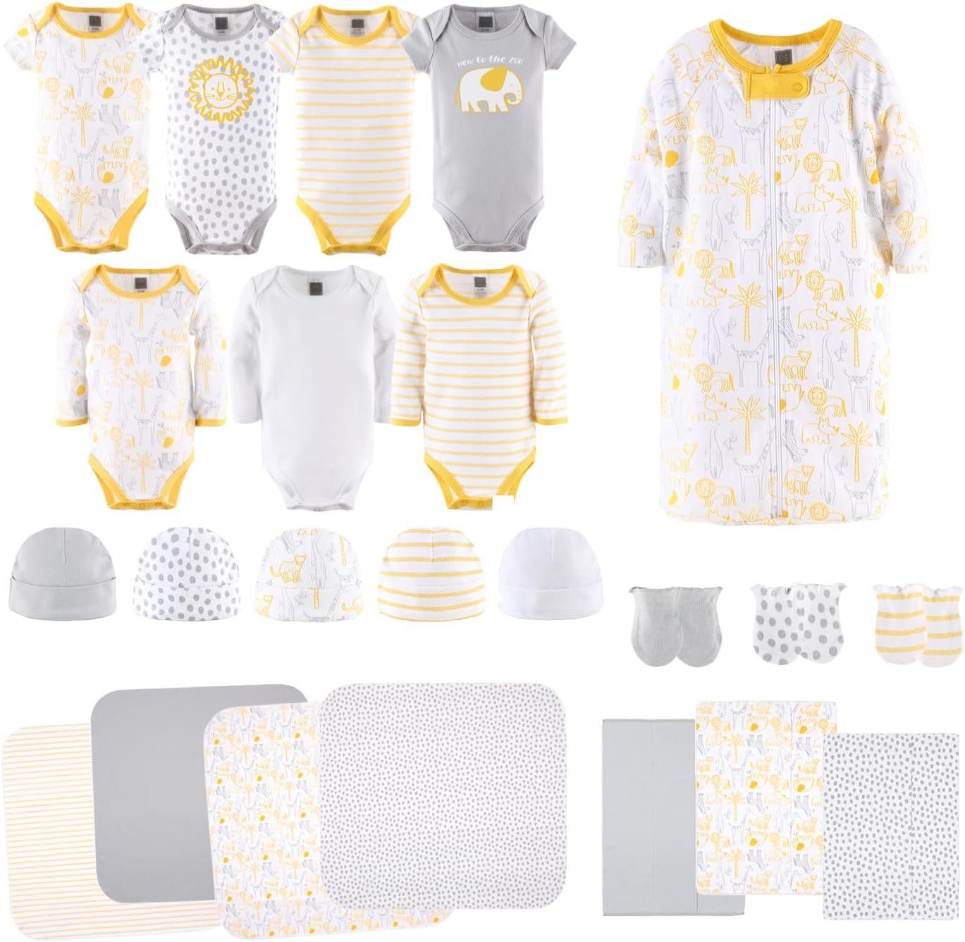 Baby Layette Gift Set for Baby Boys or Girls - 23 Piece New Born Baby Unisex Gift Set, Baby Clothes & Newborn Essentials Must Haves - Newborn Baby Clothes 0-3 Months - Sunshine