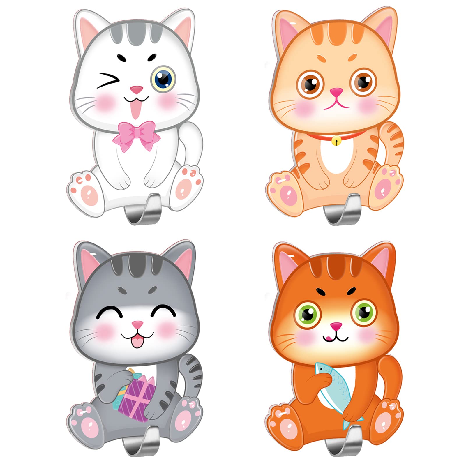 Ganci Adesivi A Forma Di Gufo - 4 Pezzi Impermeabili In Acciaio Inox Per Pareti - Foto 12