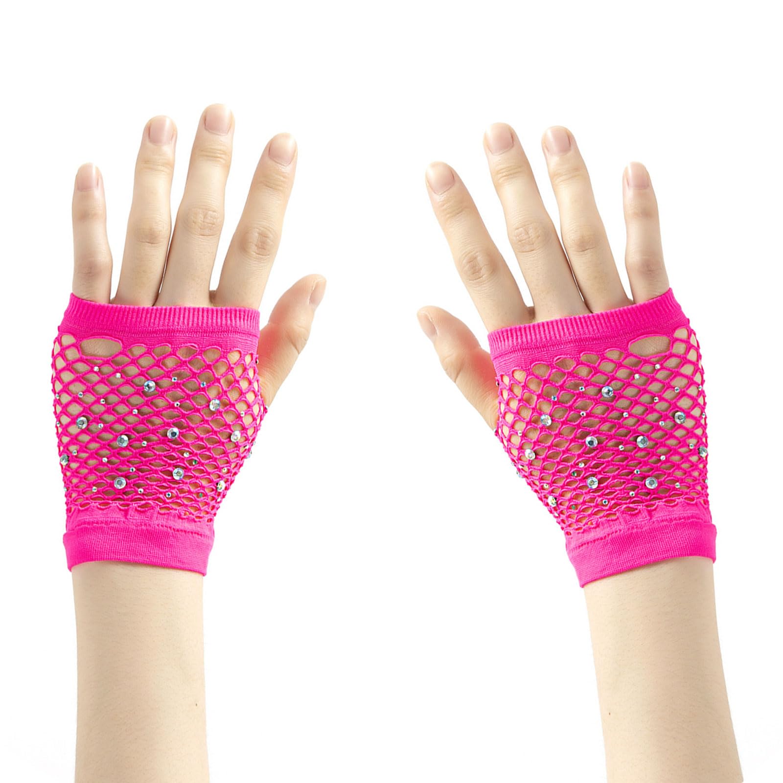 MICFENY Sparkling Short Mesh Gloves For Nightclub Dance Event Outdoor Comfortable Half Finger Wear