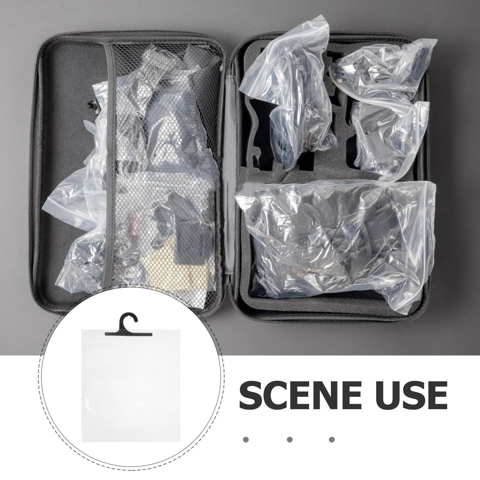 25 sacchetti trasparenti da appendere con gancio - 11x10 pollici, sacchetti riutilizzabili in plastica per libri e cuffie - Custodia con cerniera impermeabile per aule, biblioteche, casa