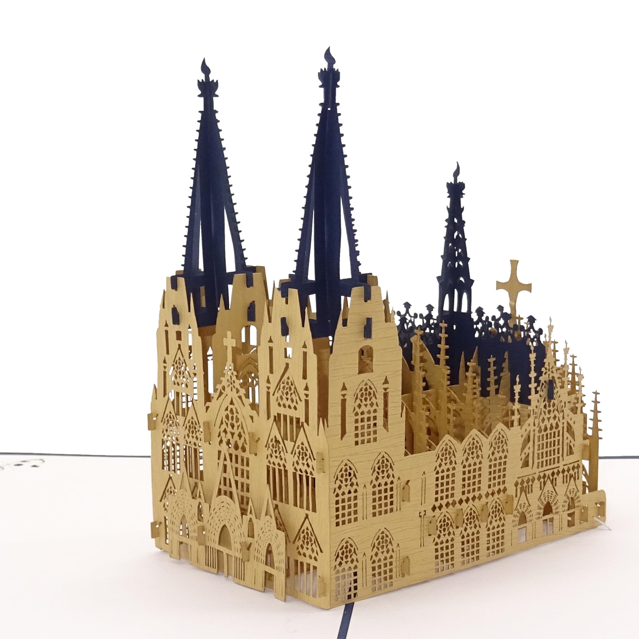 Biglietto Pop-Up Colonia Skyline Con Effetto Legno - 3D Con Duomo E Ponte, 15x20 Cm, Con Busta