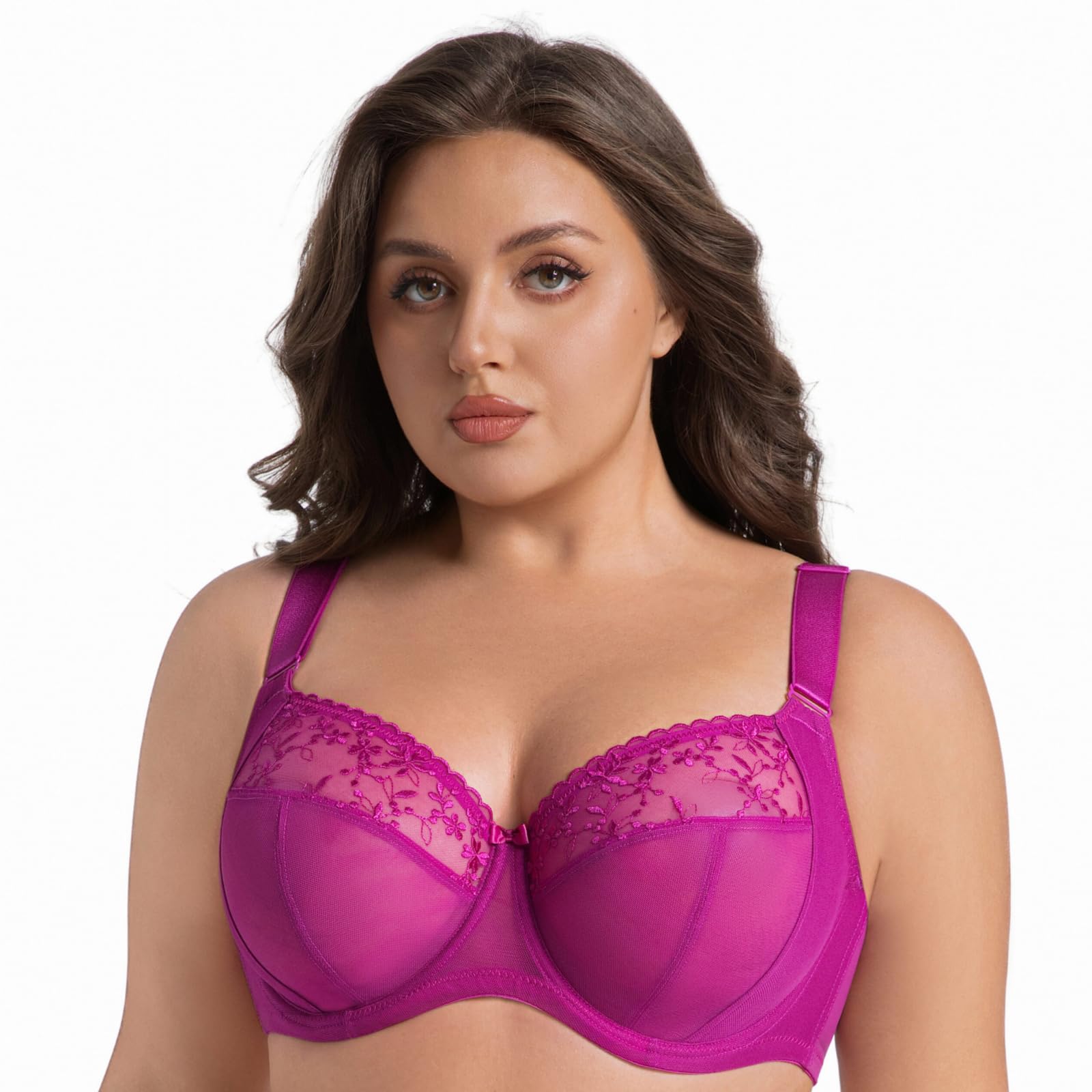 Gorge minimiseurs pour Femmes Grandes Tailles Broderie Push-up Armatures