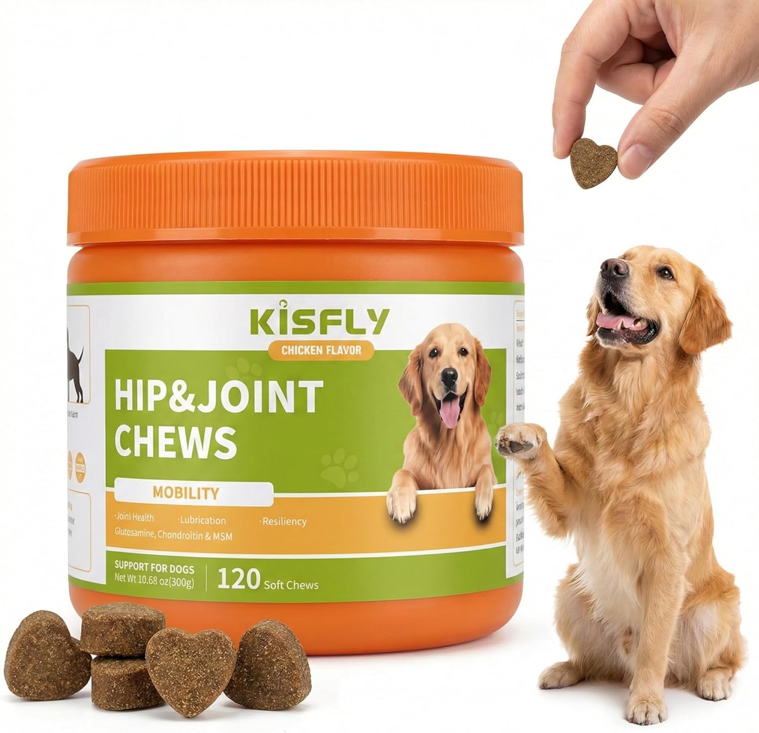 Dog Joint Supplement Soft Chews for Senior & Large Breeds – Glucosamine, Chondroitin & MSM – Supports Hip & Joint Mobility & Comfort – 120 Count