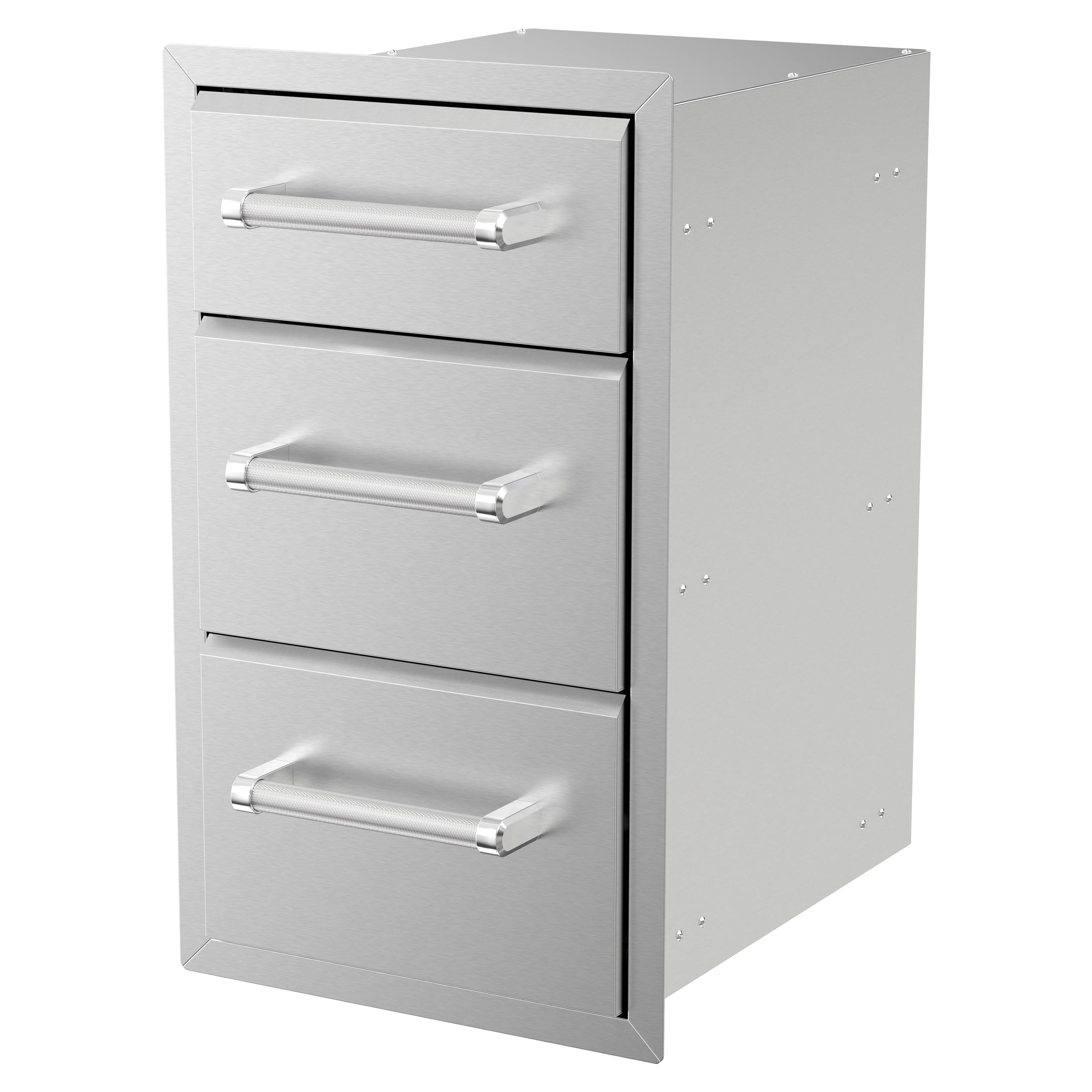 SPIRE Vertical Built-in Triple Drawers, Stainless Steel, Universal Mount
