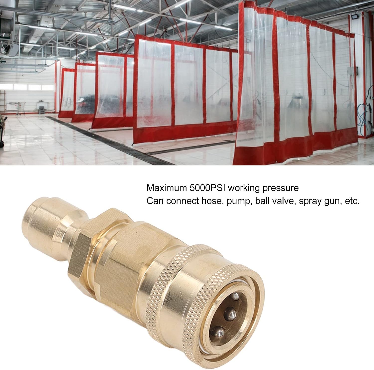 Brass Washer Quick Connect Fittings, Male Female ConnectorsDurable Material, Firm Connection, 5000PSI with Ball Lock for Hose, Pump, Ball Valve (US) (M22x1.5mm Male Thread Plug