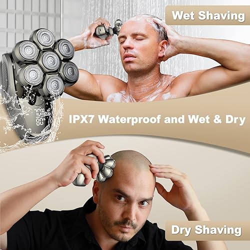 Miniatura 6 de VYLTO Afeitadoras de cabeza 7D, afeitadoras de cabeza desmontables antipellizcos para hombres calvos, afeitadoras de cabeza eléctricas impermeables
