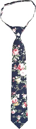 BELLUNO Boys Floral Hook and Loop Pre-Tied Cotton Tie
