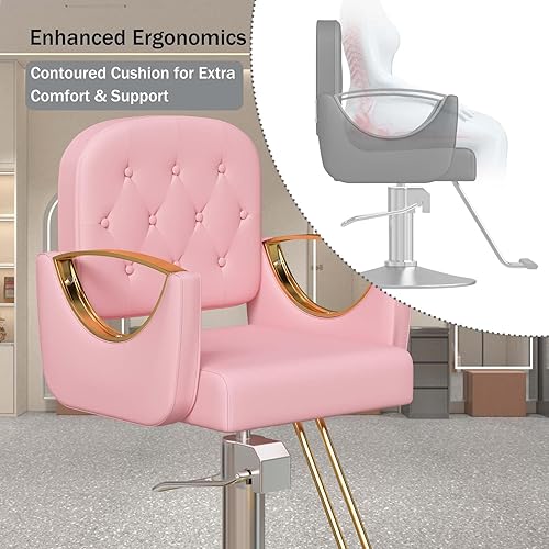 Miniatura 32 de Silla de peluquería silla de salón de 360 grados giratorias, silla de peluquería hidráulica con capacidad de hasta 330 libras, equipo de spa de Azul