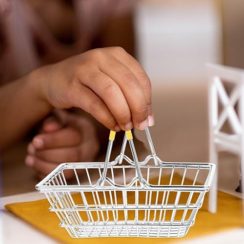 Miniatura 4 de CHILDWEET Mini cesta de frutas cesta de hierro redondo verde decoración cesta para niños almacenamiento