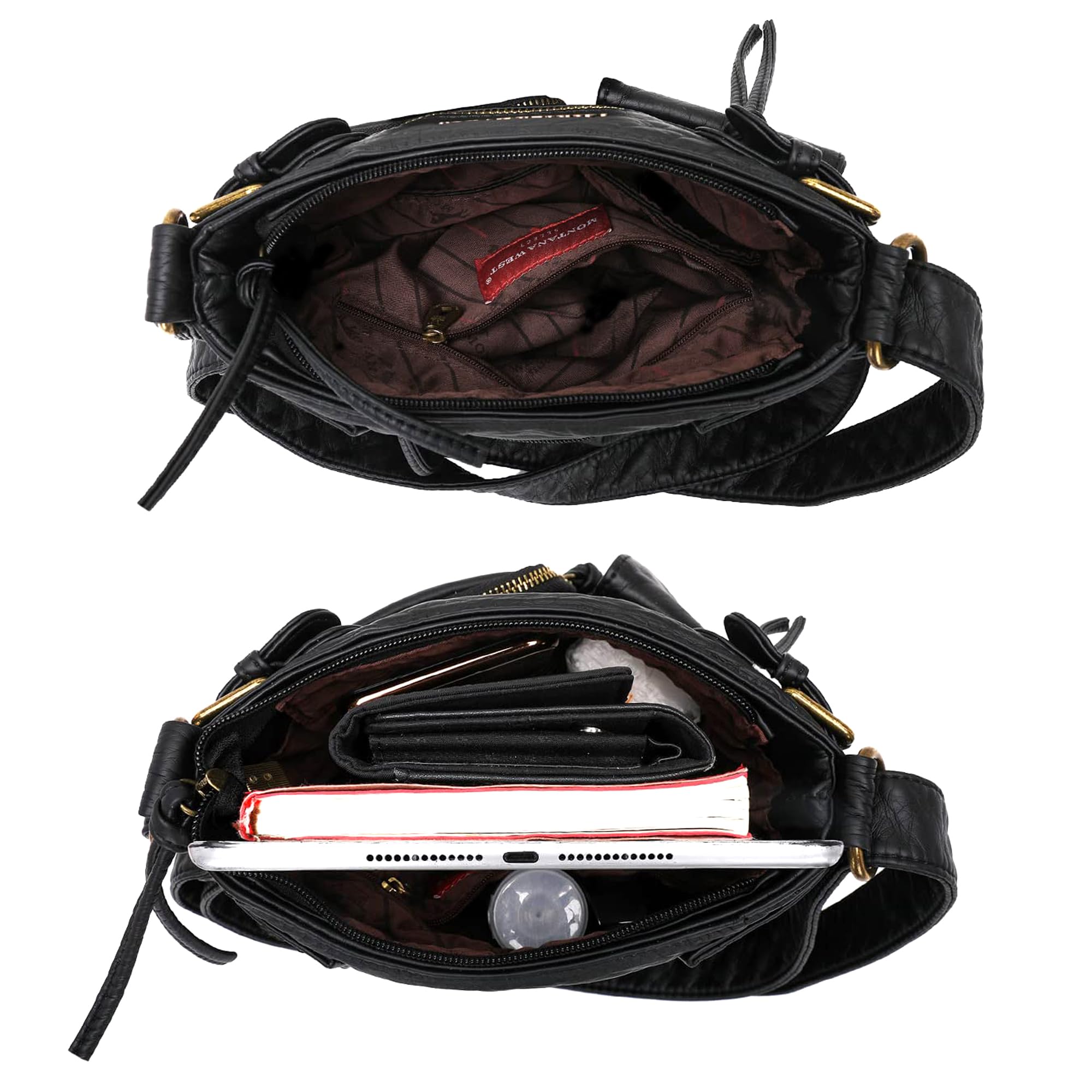 Montana West Crossbody Bag for Women Multi Pocket Shoulder Medium Travel Purses Ultra Soft Washed Leather