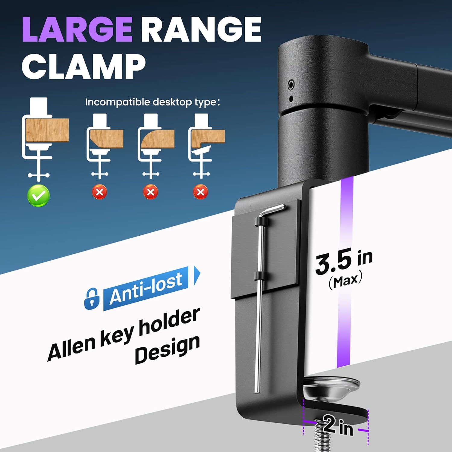 CAHAYA Mic Boom Arm Stand - Low Profile Adjustable Microphone Arm Desk Stand with 3.5" Extension Pole Compatible with Shure SM7B, BlueYeti, FIFINE, HyperX QuadCast