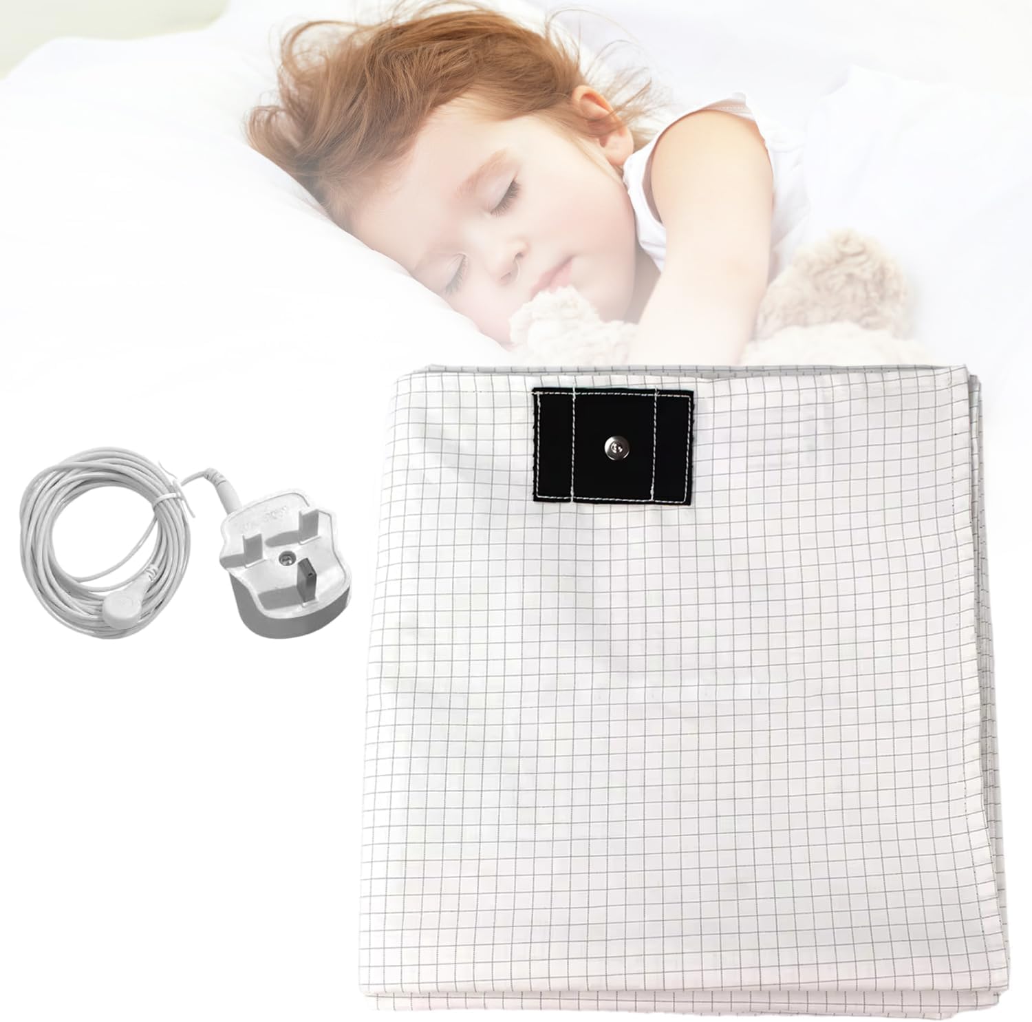 Grounding Mat Earthing UK, tapete de energía saludable y bienestar natural, sábana de cama con 90% algodón orgánico para terapia del sueño y 10% fibra de plata (153 x 203 cm)