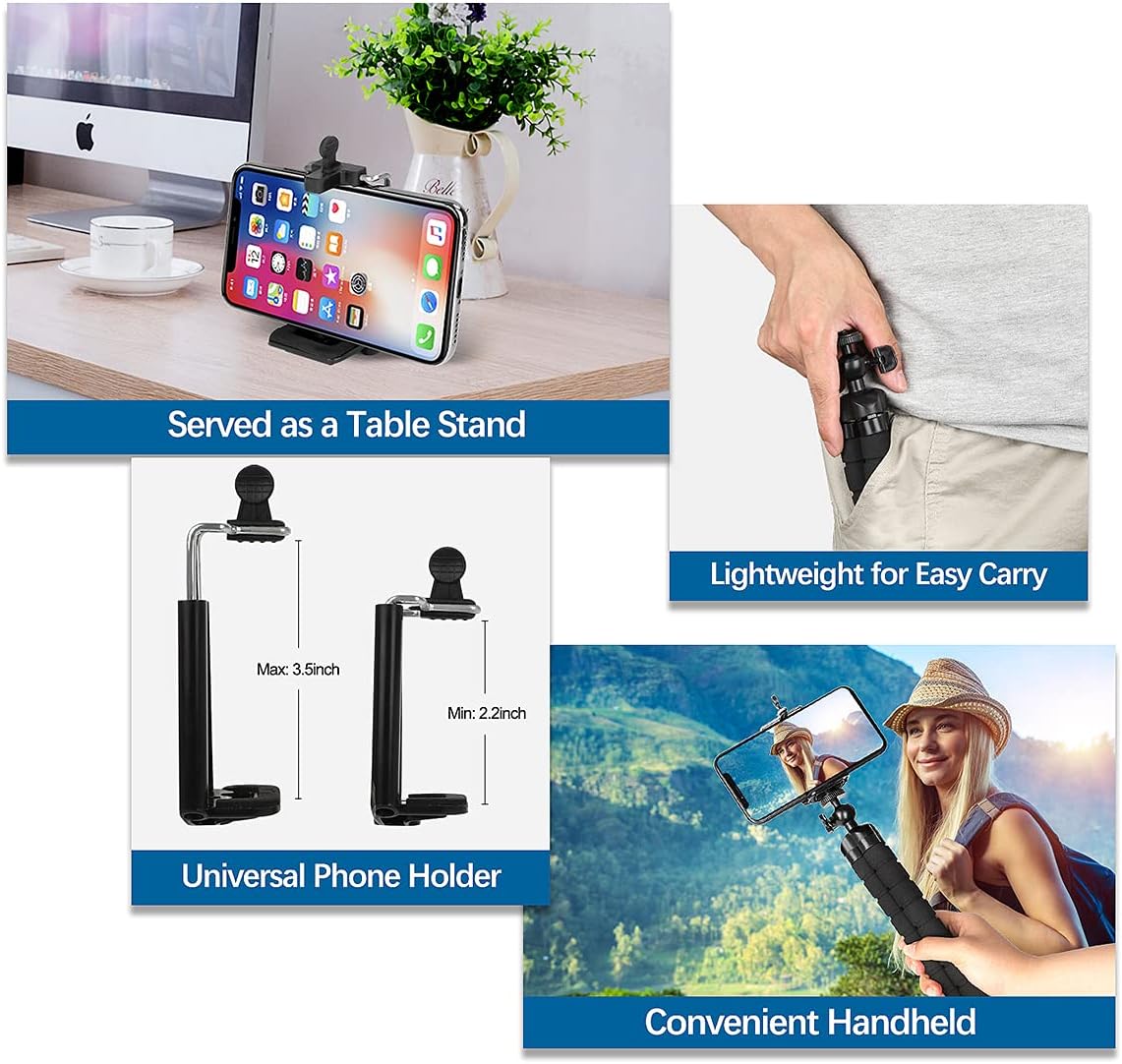 Phone Tripod, Portable Flexible Tripod with Remote for iPhone 14 13 12 11 Pro Max XS XR X Android Camera Webcam Mini Travel Tripod Stand iPhone Holder for Video Recording Vlogging Selfies