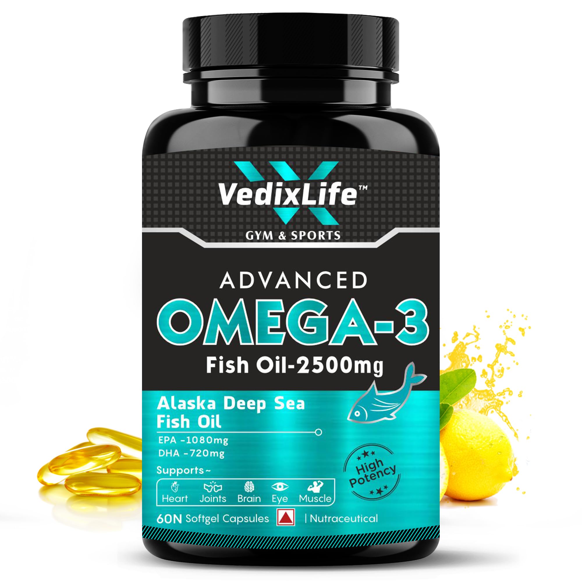 Deep Sea Omega 3 Fish Oil - Omega 3 Supplement Triple Strength 2500 Mg, 60 Softgel for Men and Women, Fish Oil softgels With No Fishy Burps (60 Softgel Capsules)-image-3