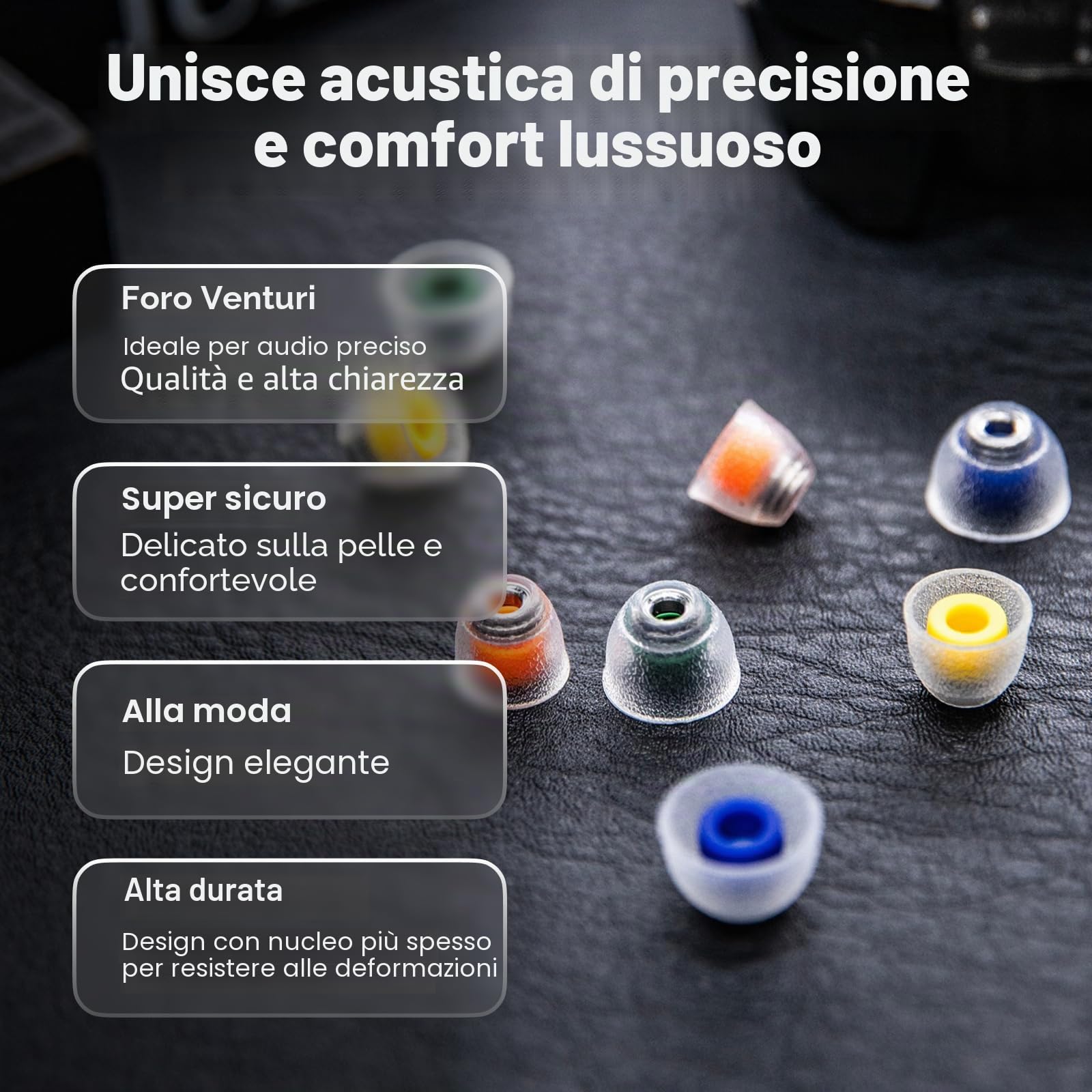 Linsoul Tangzu Tang Sancai Noble Earbud Tips,Cuscinetti in Acciaio Inox per IEM,Tappi per le Orecchie in Silicone Liquido,4 Paia,Opzionali XS/S/M/M/L per Cuffie In-Ear (XS/S/M/L-4 Dimensioni) | Cuscinetti sostituibili in silicone liquido, 4 paia per auric