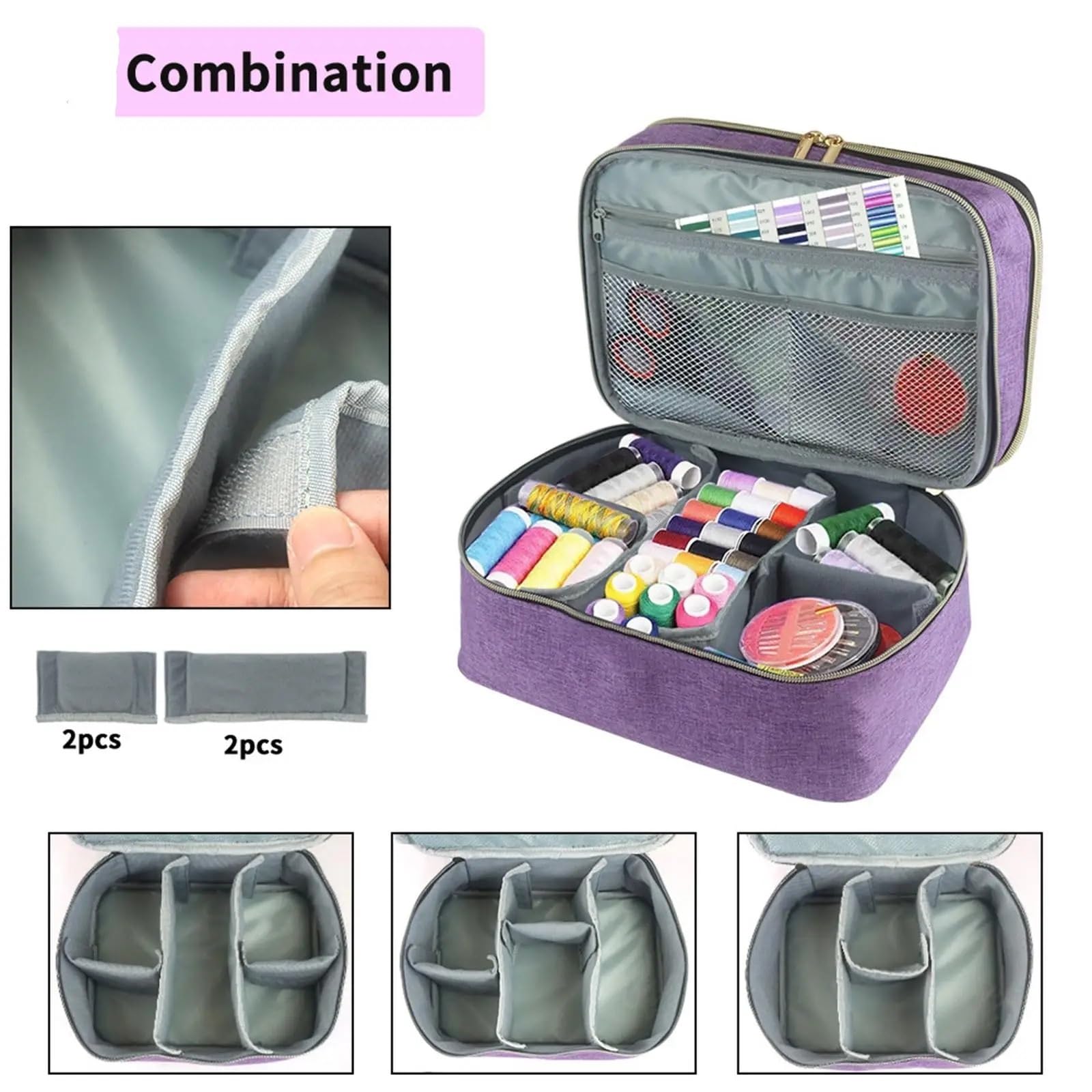 Borsa organizer for materiali da cucito Scatola a doppio strato portaoggetti for accessori viaggio for cestino