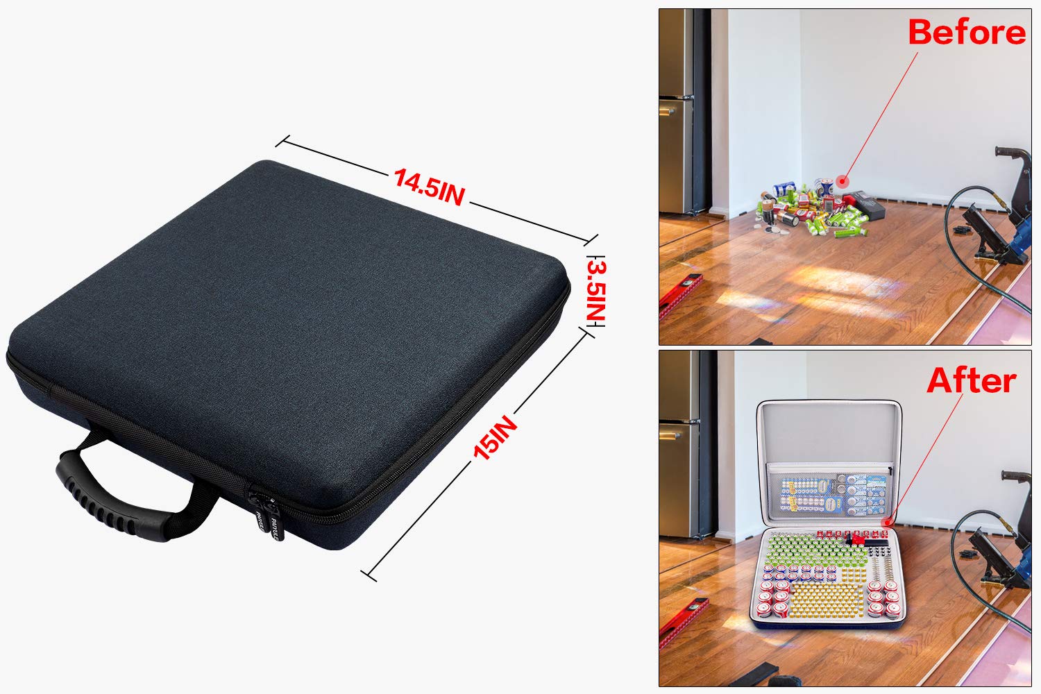 300+ Batterie-Organizer mit Batterietester (BT168), Tasche für Batterien AA AAA AAAA 9V 6V C D Lithium 3V LR44 CR2 CR1632 CR2032 CR123A ...