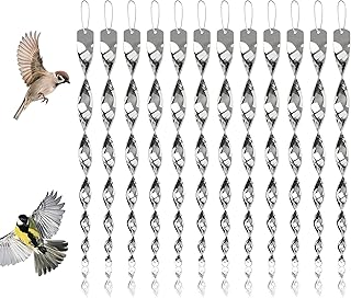 12Pcs Reflective Bird Deterrent Rods,Bird Repellent Rods,Bird Repellent Wind Twisting Reflective Scare Rods,Hanging Bird Scarer Rods - Keep Birds Away From Your Home, Garden, Patio
