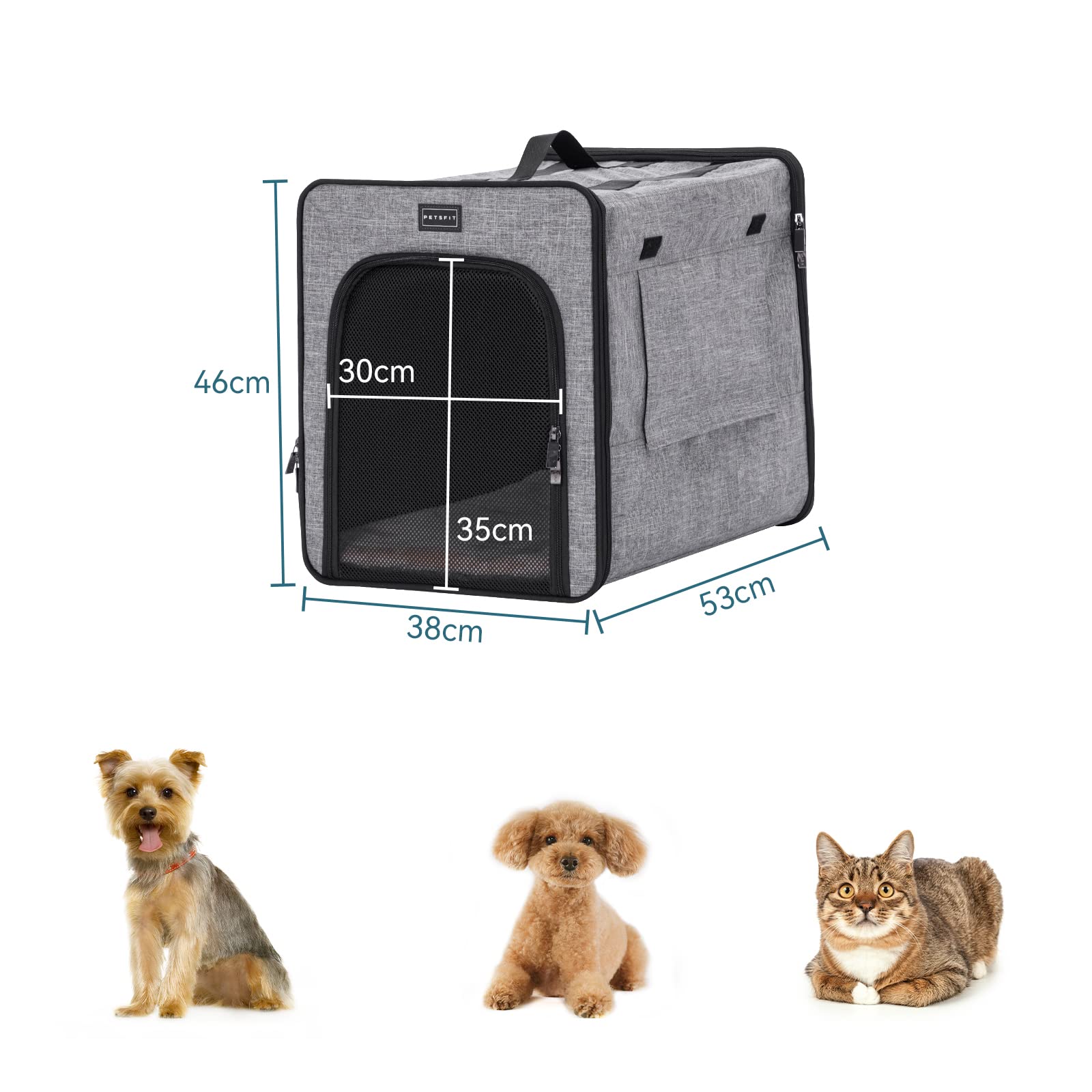 Petsfit Caisse de Transport pour Chien Pliable Sac pour Chien Chat Léger Caisse pour Voyage Voiture Boîte Oxford