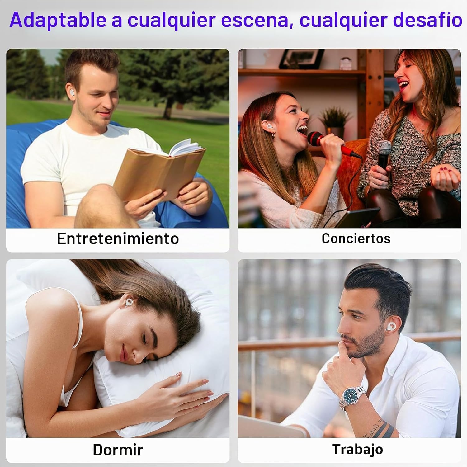 Tapones Oídos Dormir Reutilizables con 7 Pares Almohadillas Silicona, Cancelación de Ruido hasta 46dB, Tapones para Dormir, Estudiar, Viajar, Conciertos, Protección Auditiva Cómoda y Ajustable