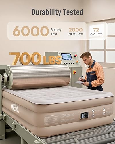 Miniatura 7 de Airefina - Colchón de aire tamaño Queen con bomba incorporada, colchón inflable elevado de 18 pulgadas mejorado con lujosa bolsa de transporte,